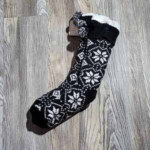 Black & White Knit Slip Socks with Grippers Women's Shoe Size (4-10)